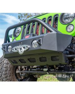 Turn Offroad JPFB-03 Front Stubby Bumper with Skid Plate & Recessed Winch Mount for 07-26 Jeep Wrangler JK, JL & Gladiator JT