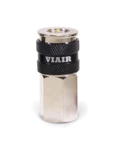 1/4" NPT - (F) Automatic Coupler - Steel / Nickel Plated w/ black sleeve & Etched Viair Logo-2pc