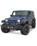Rampage Products 88625 Front Double Tube Bumper with Fog Light Holes in Textured Black for 07-22 Jeep Wrangler JL, JK & Gladiator JT
