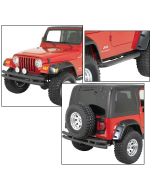 Quadratec  QR3 Front Tube Bumper without Hoop, Rear Tube Bumper with Hitch & Free Side Steps for 87-06 Jeep Wrangler YJ & TJ