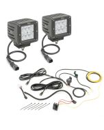 Quadratec  3" Cube LED with Wiring Harness & Windshield Mounting Brackets for 97-06 Jeep Wrangler TJ & Unlimited
