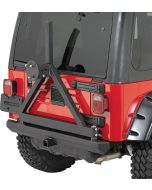 Rugged Ridge  Classic Rock Bumper Rear Tire Carrier with 2" Receiver in Textured Black for 87-06 Jeep Wrangler YJ & TJ
