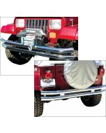 Rampage Products 8449 Front or Rear Double Tube Bumper without Hoop in Stainless Steel for 76-06 Jeep CJ-5, CJ-7, CJ-8 Scrambler, Wrangler YJ, TJ & Unlimited