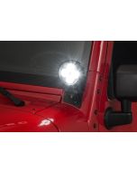 Quadratec  4" Round LED Lights with Wiring Harness & Windshield Mount Brackets for 07-18 Jeep Wrangler JK