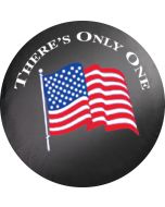 Mopar  Jeep Logo Tire Covers in Black Denim with American Flag "THERE'S ONLY ONE"