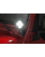 Quadratec  4" Round LED Lights with Wiring Harness & Windshield Mount Brackets for 97-06 Jeep Wrangler TJ & Unlimited