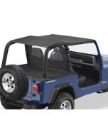 Bestop FTOP BLK Safari Bikini, Duster & Windjammer Summer Combo in Black Denim for 92-95 Jeep Wrangler YJ with O.E. Soft Top