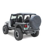 Smittybilt  Classic Rear Bumper with 2" Receiver & Swing Away Tire Carrier in Textured Black for 87-06 Jeep Wrangler YJ, TJ & Unlimited