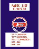 Bishko Automotive Literature  Factory Authorized Parts Catalog for 41-73 Vintage Jeeps