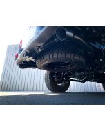 mbrp 2.5 inch dual rear exit catback gladiator jt black tips installed on Gladiator