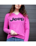 Jeep Merchandise  Ladies Jeep Text Triblend Hooded Pullover in Lotus Pink Heather 