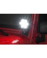 Quadratec  6" Round LED Lights with Wiring Harness & Windshield Mount Brackets for 07-18 Jeep Wrangler JK