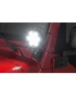 Quadratec  6" Round LED Lights with Wiring Harness & Windshield Mount Brackets for 97-06 Jeep Wrangler TJ & Unlimited