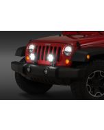 Quadratec  6" Round LED Lights with Wiring Harness & Grille Mount Brackets for 07-18 Jeep Wrangler JK